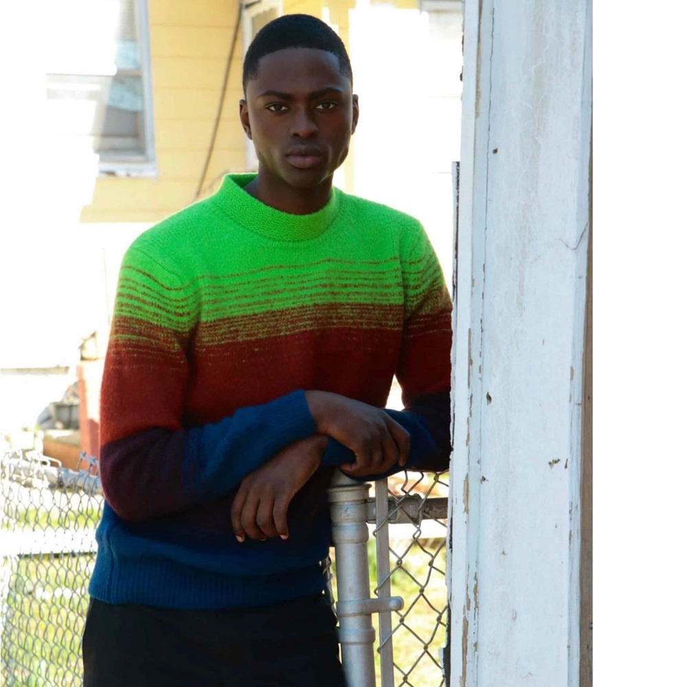 Scotch and Soda Men’s Alpaca Blend Gradient Sweater - Lime Green/Blue - XL - NWT